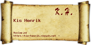 Kis Henrik névjegykártya